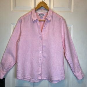 Tommy Bahama 100% Linen Pink Button-Up Shirt Blouse Long Sleeve Sz S/P
